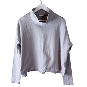 Pacific Cotton San Francisco Mock Neck Long Sleeve Top Gray XS Made in USA